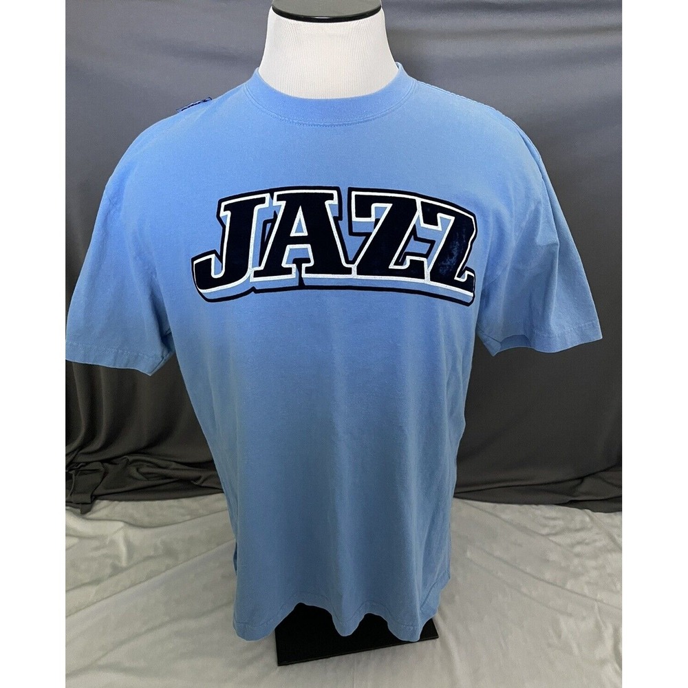 NBA Utah Jazz UNK Brand‎ Mens Size L Large Blue Short Sleeve Velvet Logo T Shirt